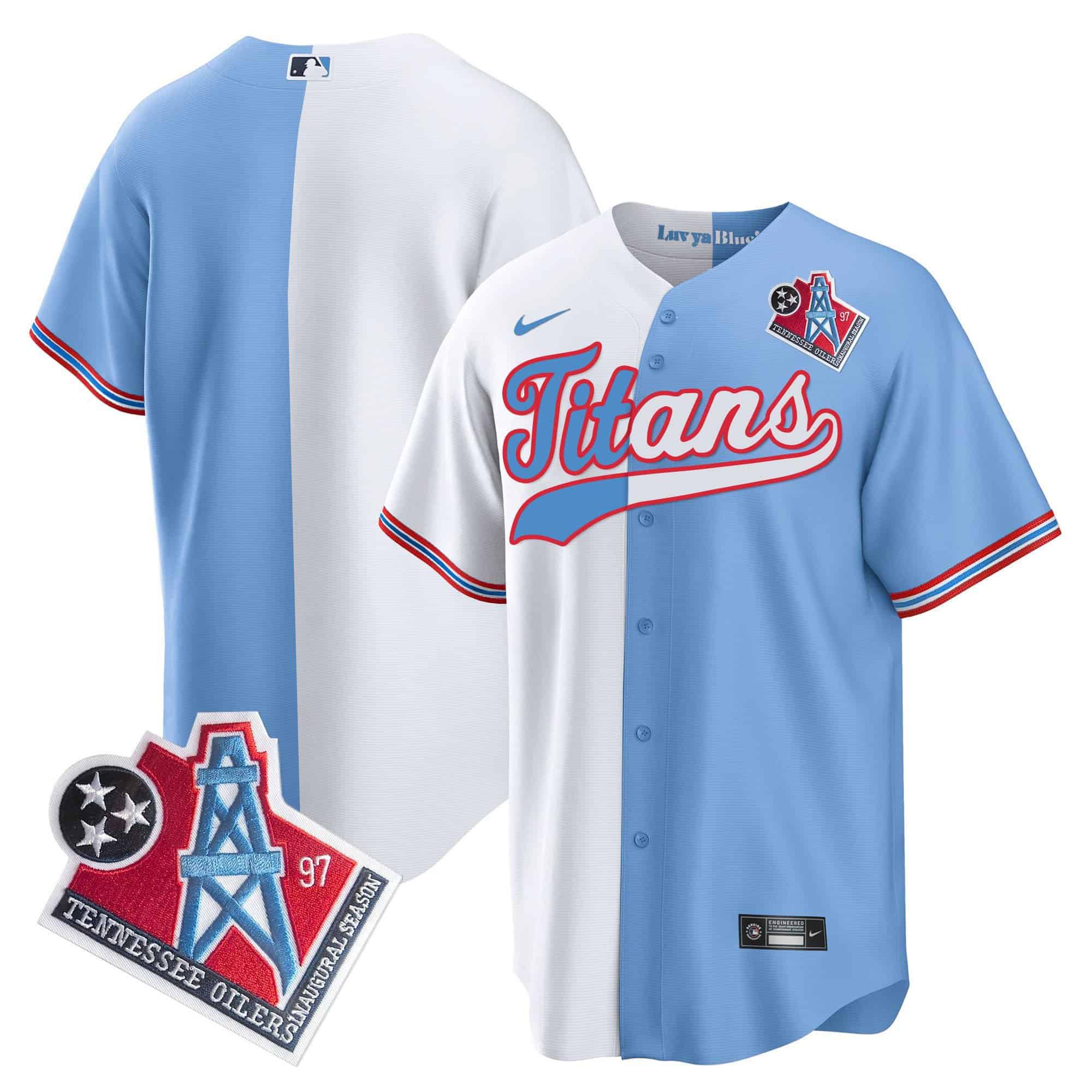 Men Tennessee Titans Blank Light Blue with white Nike 1997 Throwback Limited Cool Base NFL Jersey